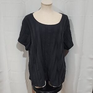 Denim&Co Black Short Sleeve Top